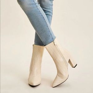 Point toe croc embossed booties. NEVER WORN